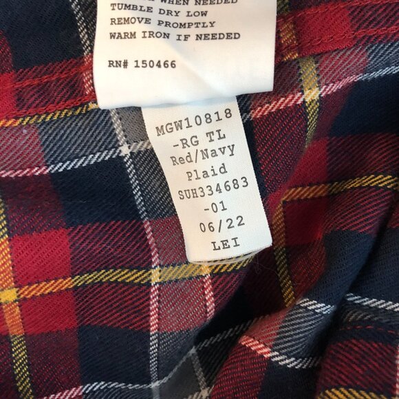Hawker Rye Mens Red & Navy Plaid Flannel Regular Fit Button-Up Shirt M - Picture 5 of 5